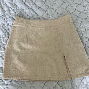 Lioness Cream Mini Skirt with Front Slit